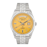 Men the Classics Automatic Perpetual Watch 41mm with Silver Strap & Yellow Dial